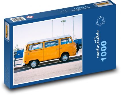 Žlutá dodávka - auto, zaparkované - puzzle 1000 dílků