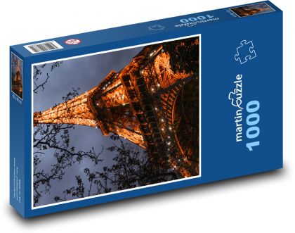 Wieża Eiffla - noc, podświetlona - Puzzle 1000 elementów, rozmiar 60x46 cm