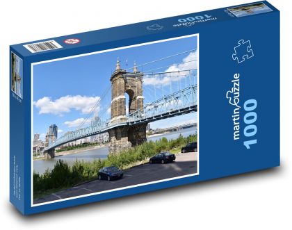 Roeblingbrücke, Fluss, Stadt - Puzzle - 1000 Teile