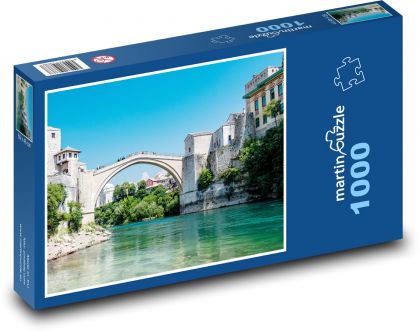 Mostar - Bosna, most cez rieku - Puzzle 1000 dielikov, rozmer 60x46 cm