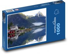 Fjord - odraz, Norsko Puzzle 1000 dílků - 60 x 46 cm