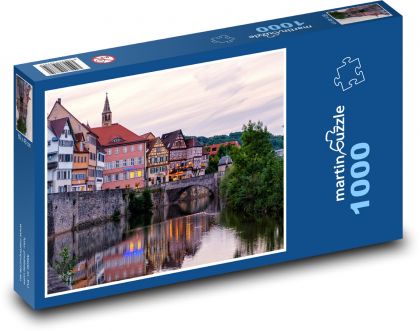 Večerní město - příroda, řeka - puzzle 1000 dílků
