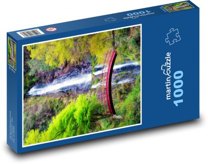 Most przy wodospadzie - Puzzle 1000 elementów, rozmiar 60x46 cm