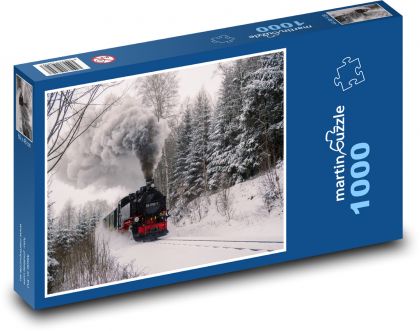Fichtelbergbahn - parní vlak v zimě - puzzle 1000 dílků