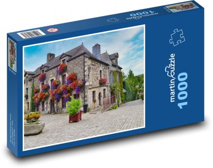 Starý dům - květinová výzdoba, ulice - puzzle 1000 dílků
