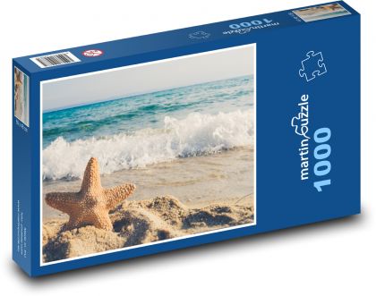 Vlny na mori - hviezdice, pláž - Puzzle 1000 dielikov, rozmer 60x46 cm