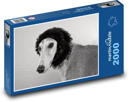 Elegant greyhound, black and white portrait - Puzzle 2000 pieces, size 90x60 cm 