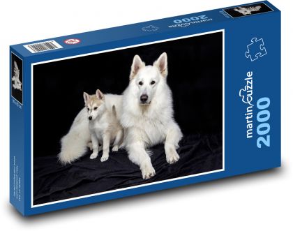 Weißer Wolf mit Jungtier - Puzzle - 2000 Teile