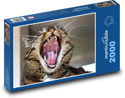 Zívajúca mačka - Puzzle 2000 dielikov, rozmer 90x60 cm 