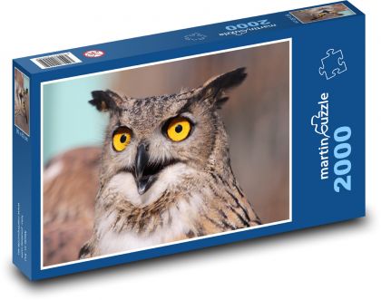 Eule, Große Eule mit gelben Augen - Puzzle - 2000 Teile