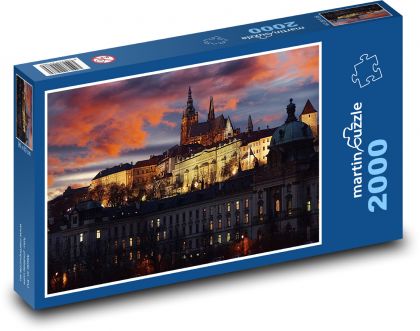 Zamek w Pradze o zachodzie słońca - Puzzle 2000 elementów, rozmiar 90x60 cm