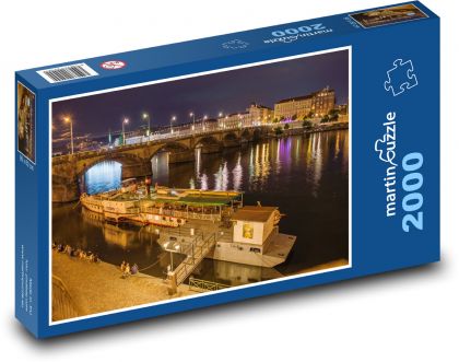 Praga - Náplavka nocą - Puzzle 2000 elementów, rozmiar 90x60 cm