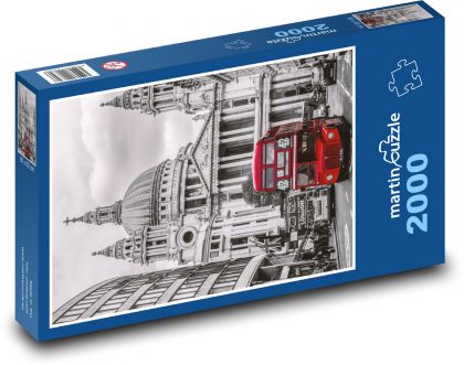 Red bus in London - Puzzle 2000 pieces, size 90x60 cm 