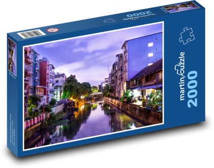 Noční kanál v Thajsku - puzzle 2000 dílků