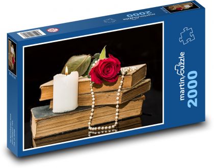 Romantic still life with roses and pearls - Puzzle 2000 pieces, size 90x60 cm 