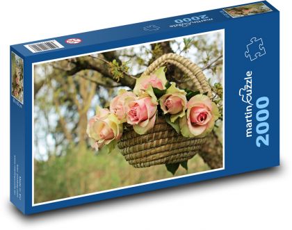 Flowers in a tree basket - Puzzle 2000 pieces, size 90x60 cm 