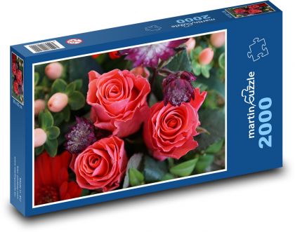 Bouquet of red roses - Puzzle 2000 pieces, size 90x60 cm 