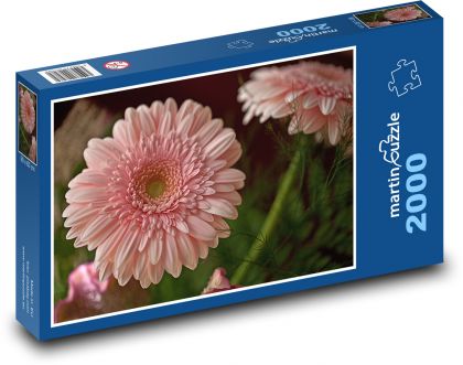 Růžová gerbera - květina - puzzle 2000 dílků