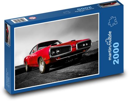 Czerwony samochód sportowy - Puzzle 2000 elementów, rozmiar 90x60 cm