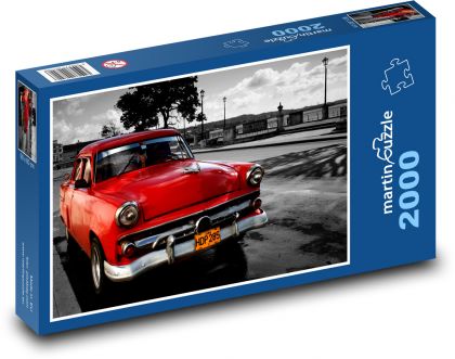Rotes Auto auf der Straße - Puzzle - 2000 Teile