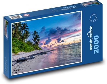 Palmy na piaszczystej plaży - Puzzle 2000 elementów, rozmiar 90x60 cm