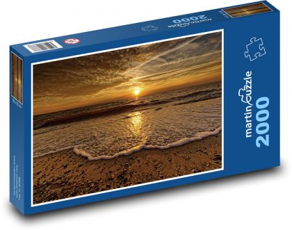 Pláž, západ slunce - Puzzle 2000 dílků, rozměr 90x60 cm