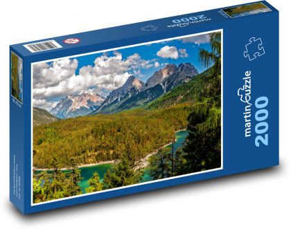 Rakousko - hory, jezero - Puzzle 2000 dílků, rozměr 90x60 cm