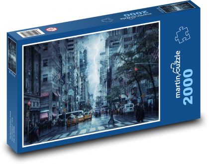 Město, ulice, bouře - Puzzle 2000 dílků, rozměr 90x60 cm