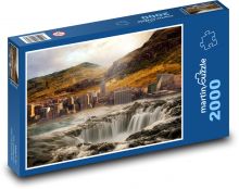 Fantasy město u vodopádu Puzzle 2000 - 90x60 cm