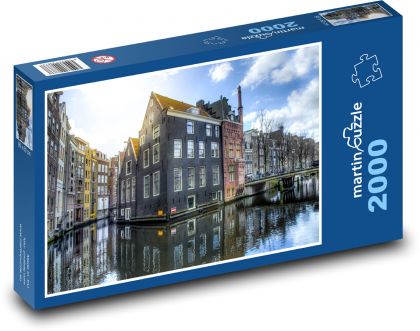 Amsterdam, architektúra, voda - Puzzle 2000 dielikov, rozmer 90x60 cm 