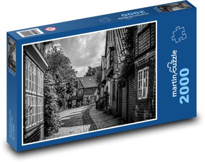 Black and White Historic Lane - Puzzle - 2000 Teile