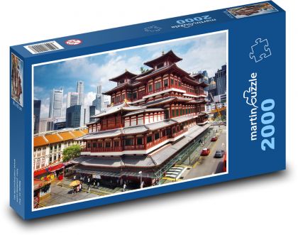 Singapur - Chrám Buddhova zubu - Puzzle 2000 dílků, rozměr 90x60 cm