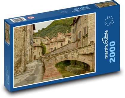 Talianska kamenná dedina Gubbio - Puzzle 2000 dielikov, rozmer 90x60 cm 