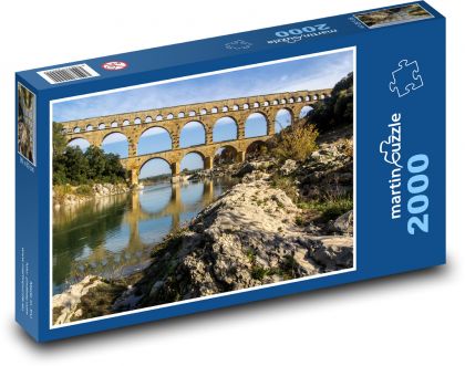 Francie - most, Pont Du Gard - Puzzle 2000 dílků, rozměr 90x60 cm