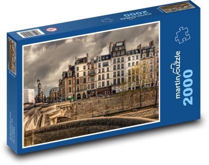 Pařížské domy na nábřeží Seiny - puzzle 2000 dílků