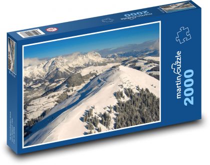 Rakousko - Alpy, sjezdovky - Puzzle 2000 dílků, rozměr 90x60 cm