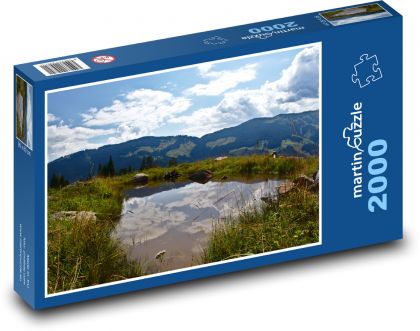 Rakúsko - Alpy, jazero - Puzzle 2000 dielikov, rozmer 90x60 cm 