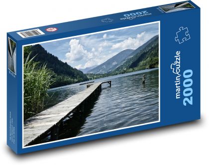 Alpejskie jezioro górskie - Puzzle 2000 elementów, rozmiar 90x60 cm