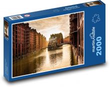 Řeka v Hamburgu v Německu Puzzle 2000 - 90x60 cm