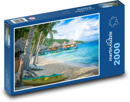 Palmy na pláži Bora Bora - puzzle 2000 dílků