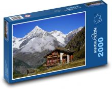 Lovecká chata ve švýcarských Alpách Puzzle 2000 dílků - 90 x 60 cm