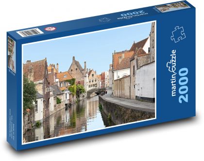 Mestský kanál Bruggy, Belgicko - Puzzle 2000 dielikov, rozmer 90x60 cm 