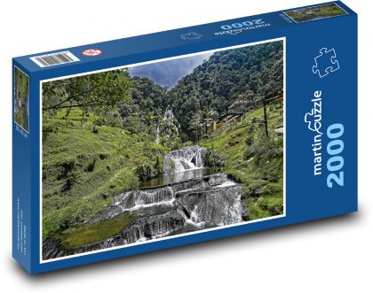 Kolumbie - vodopád - Puzzle 2000 dílků, rozměr 90x60 cm