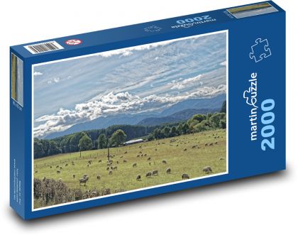 Mountain pastures with sheep - New Zealand - Puzzle 2000 pieces, size 90x60 cm 