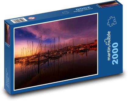 Port with yachts at sunset - Puzzle 2000 pieces, size 90x60 cm 