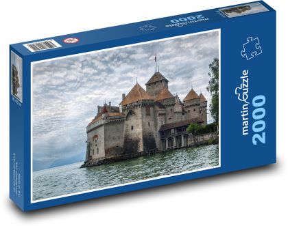 Švýcarsko - hrad Chillon - Puzzle 2000 dílků, rozměr 90x60 cm