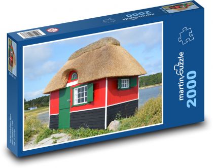 Dánsko, dům na pláži - Puzzle 2000 dílků, rozměr 90x60 cm