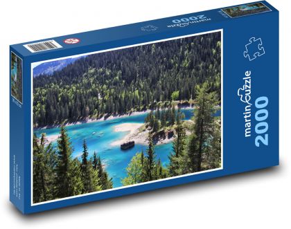 Hory, les, jezero - Puzzle 2000 dílků, rozměr 90x60 cm