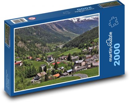 Rakúsko - alpská dediny - Puzzle 2000 dielikov, rozmer 90x60 cm 