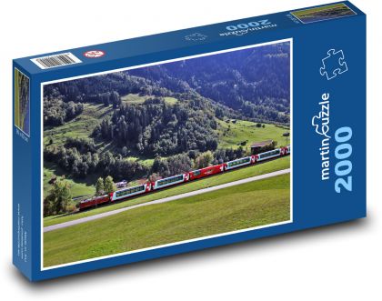 Švýcarsko - vlak - Puzzle 2000 dílků, rozměr 90x60 cm